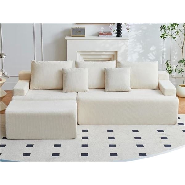 Boneless Cloud Modular Sectional Sofa Left Facing Chaise Free - Beige - Approx: 55.1"D x 90.6"W x 22