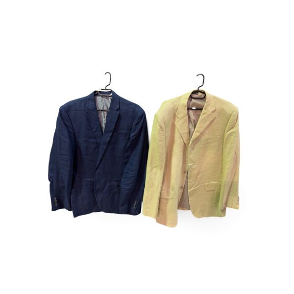 2-Pcs Lot: Louis Vuitton Beige Linen Blazer and Le Chateau Navy Blue Blazer (Size L)