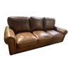 Image 1 : Cognac Top-Grain Leather 3-Cushion Roll-Arm Sofa