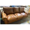 Image 2 : Cognac Top-Grain Leather 3-Cushion Roll-Arm Sofa