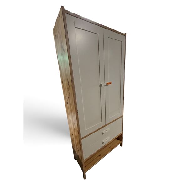 Modern Scandinavian 2-Door Wardrobe Armoire with 2 Drawers & Bottom Shelf (38x16x82.5)