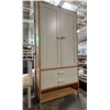 Image 2 : Modern Scandinavian 2-Door Wardrobe Armoire with 2 Drawers & Bottom Shelf (38x16x82.5)