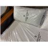Image 3 : Wood Frame White Cushion Outdoor Patio Sofa (65in W)