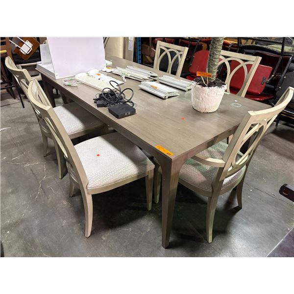 Wood Coffee Table Grey Finish w/6 Chairs (75x36x30)