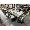 Image 2 : Wood Coffee Table Grey Finish w/6 Chairs (75x36x30)
