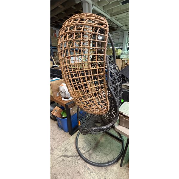 Outdoor/Indoor Woven Wicker Hanging Egg Swing Chair with Stand