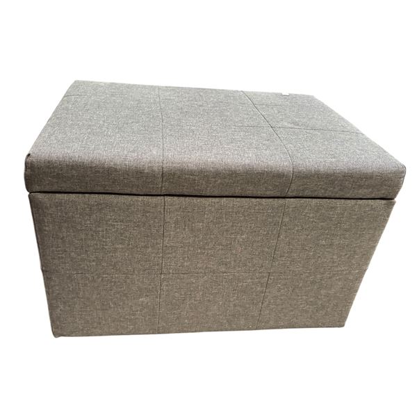 Grey Storage Ottoman, H15" x W24" x 17"