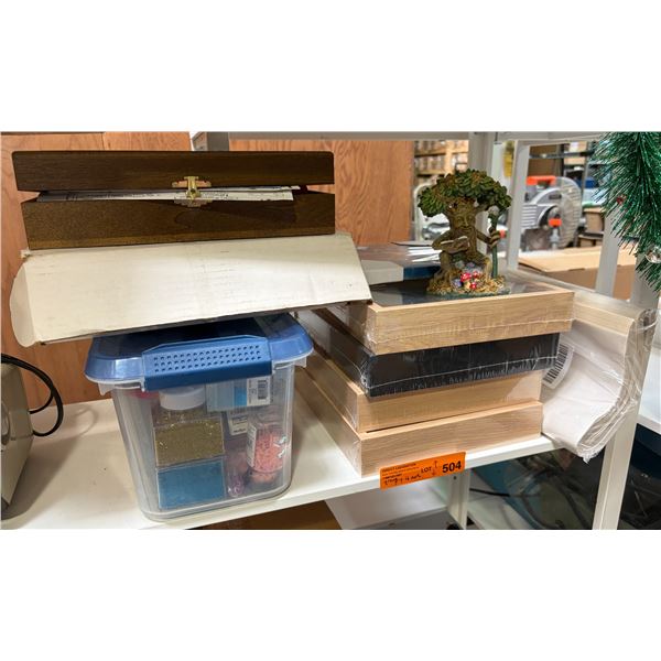 Box of Misc. Arts & Crafts, Frames, Decor, Etc.