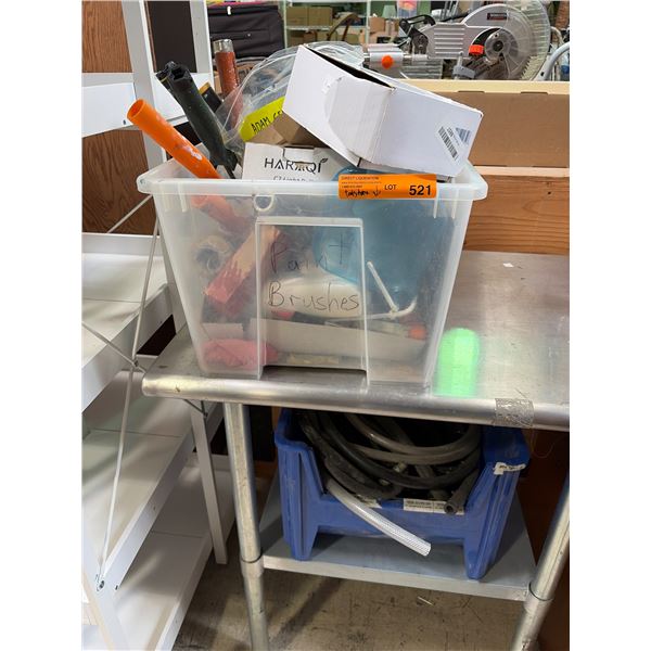 Painting / Supplies Tote & Bin of Assorted Hoses