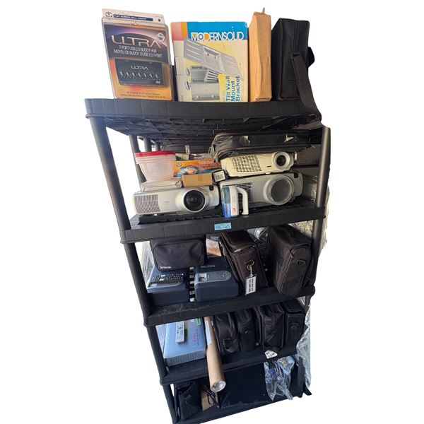 Assorted Commercial AV & Electronics - Digital Projectors, TV Mounts, USB Hub & Carrying Cases