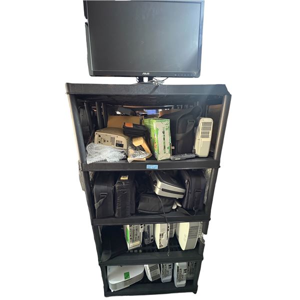 Assorted Commercial AV & Electronics Lot - ASUS LCD Monitor, Digital Projectors & Carrying Cases