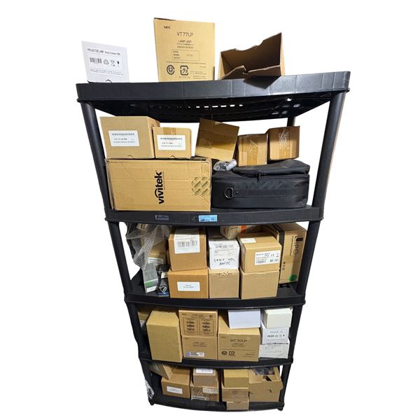 Bulk Projector Replacement Lamps Shelf Lot - NEC (VT77LP, MT70LP), Vivitek & Assorted Replacement Mo