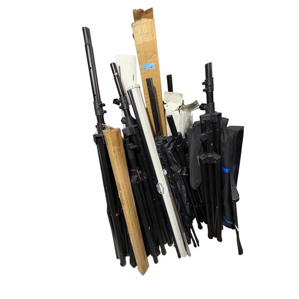 Bulk Commercial Tripod Stands & AV Hardware Lot - Speaker Stands & Accessories