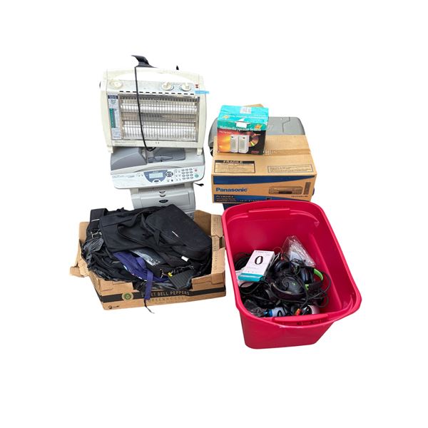 Mixed Electronics, Office Equipment & Accessories Lot - Radiant Heater, All-in-One Fax Machine & Cab