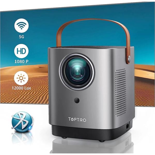 TOPTRO TR23 5G WiFi Bluetooth Projector Mini - Open Box Return (Tested)