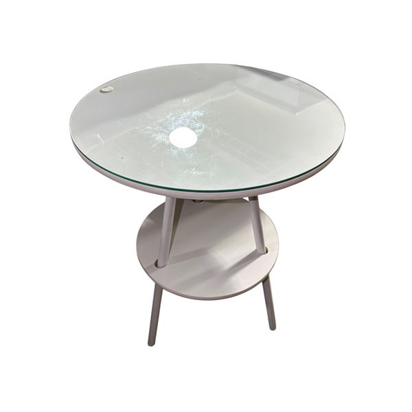 2-Tier Round Side Table with Glass Top, H25" x Dia. 20"