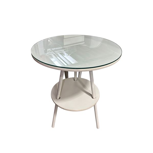2-Tier Round Side Table with Glass Top, H25" x Dia. 20"