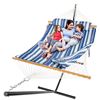 Image 1 : Open Box - Everyfun Cotton Rope Hammock for 2 with Stand – 500 lbs Capacity, Blue Stripe