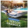 Image 2 : Open Box - Everyfun Cotton Rope Hammock for 2 with Stand – 500 lbs Capacity, Blue Stripe
