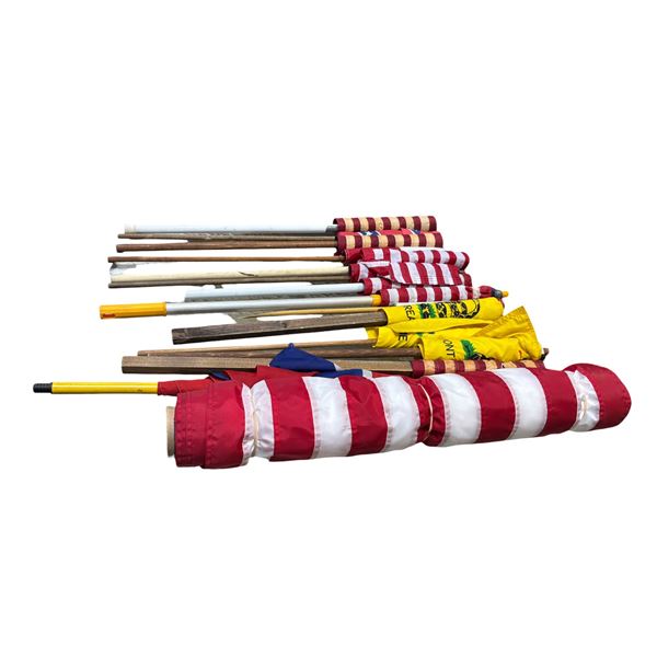 Group of 14 Assorted Handheld Flags - American, Don't Tread on Me, and More - Various Sizes