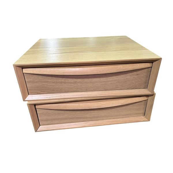 2-Pcs - Article Stackable Organizer / Drawer, Light Wood, H6" W19.5" x 15" Each