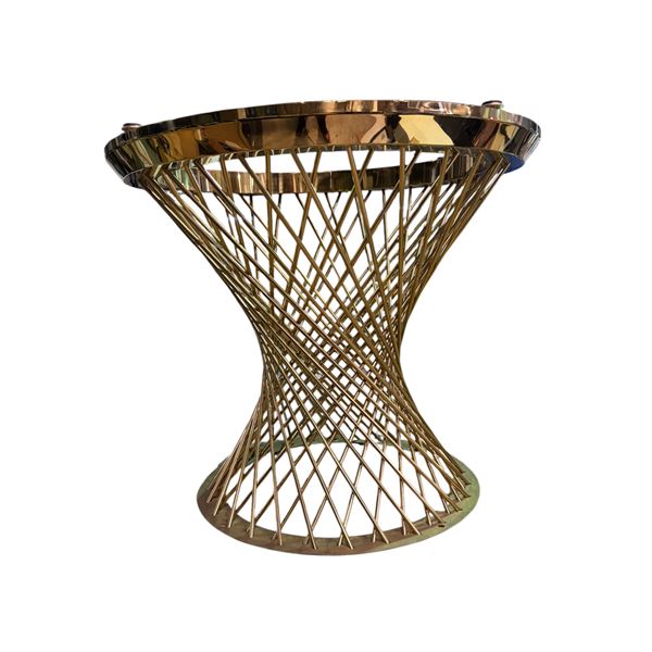 Round Gold-tone Wire Accent Table Base, H26"