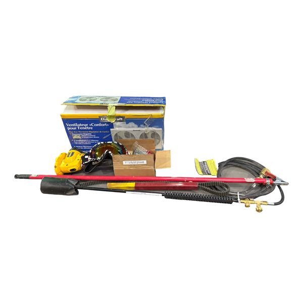 Misc Hardware Group: Inflator Hose, Window Fan, Goggles, Wheels
