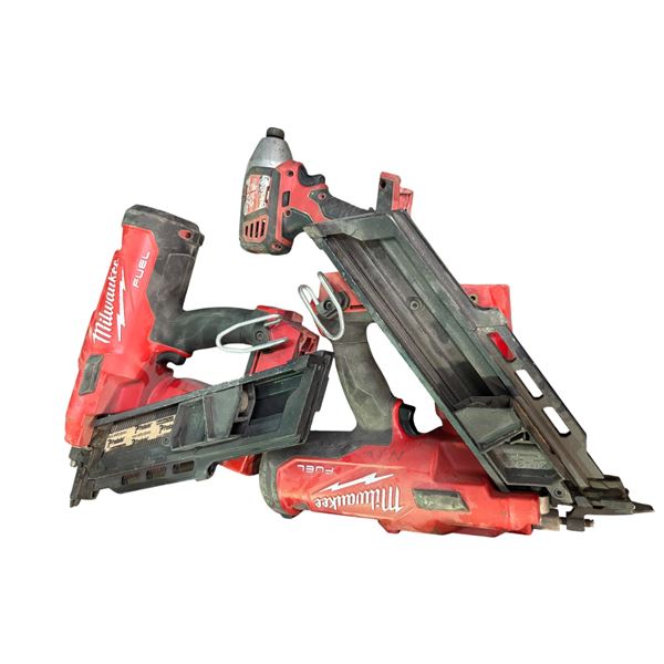3-Pcs Milwaukee Cordless Power Tools - Nail Guns and Impact Driver