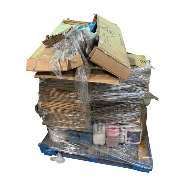 Mixed Supplies Pallet: Floor Grouting, Carton Boxes, and More