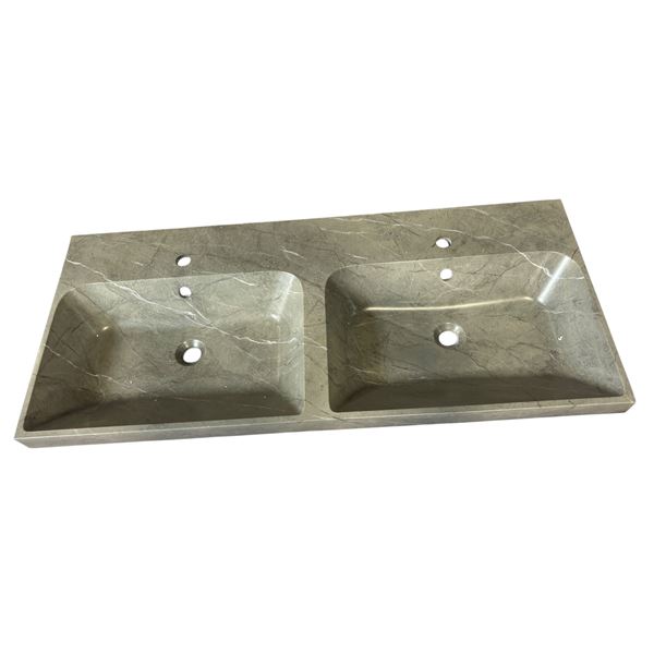 Grey Marble-Patterned Double Sink, 48" x 21"