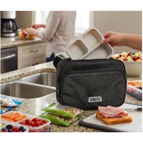 Roots Black Lunch Bag with Strap