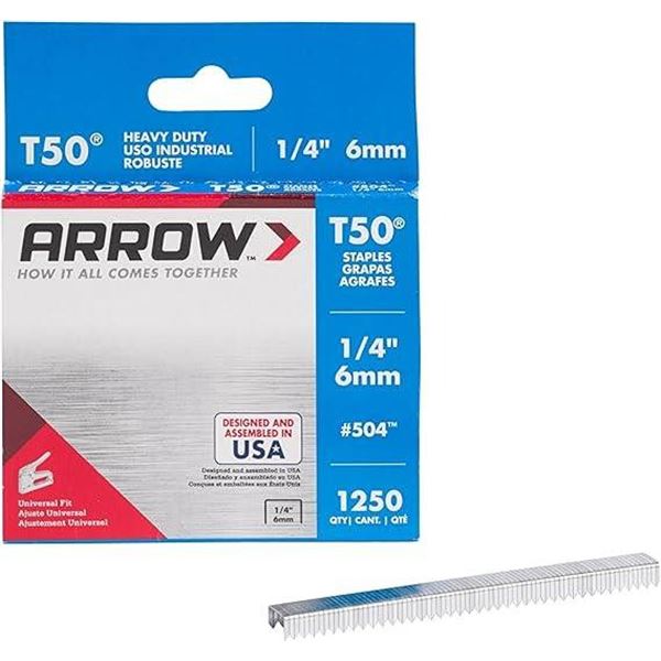Arrow T50 Staples 1/4" 6mm 1250 quantity Lot of 12