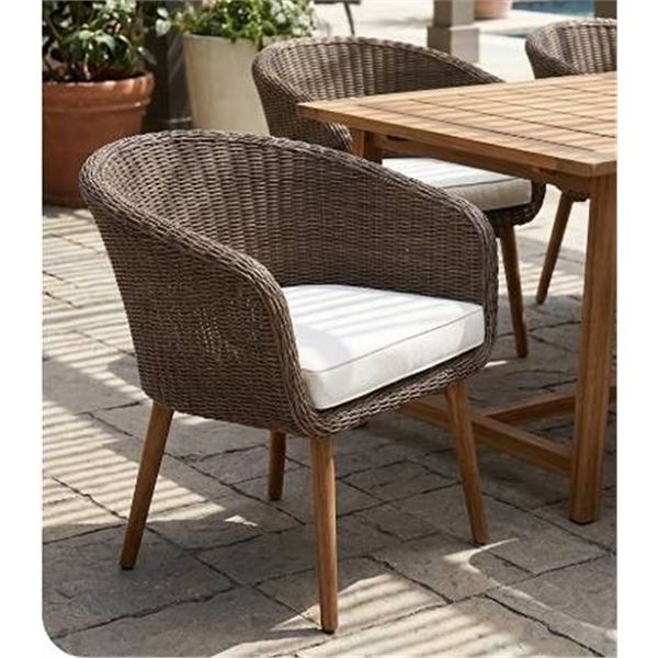 Allen + Roth Brown Plastic Wicker Chairs with White Curtains