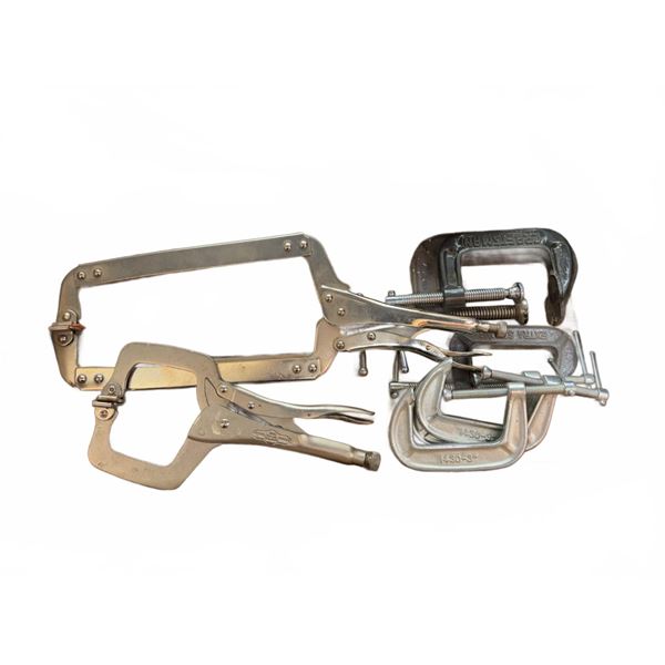 8-Piece Assorted Clamp Lot, C-Clamps and Lock