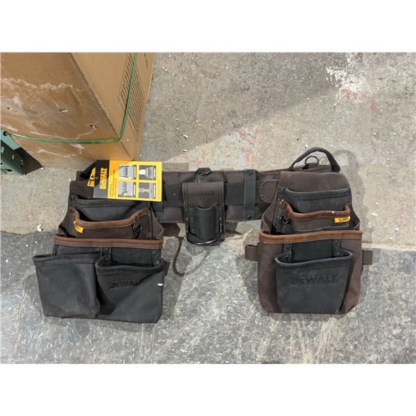 DEWALT Tool Rig Professional Premium Leather Tool Belt, 18 Pockets, Durable Design, Adjustable (DWST