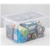 Image 1 : LOT OF 10 Plastic Storage Bins with Lids - SEE SLIGHT DAMAGE TO CORNER OF BINS