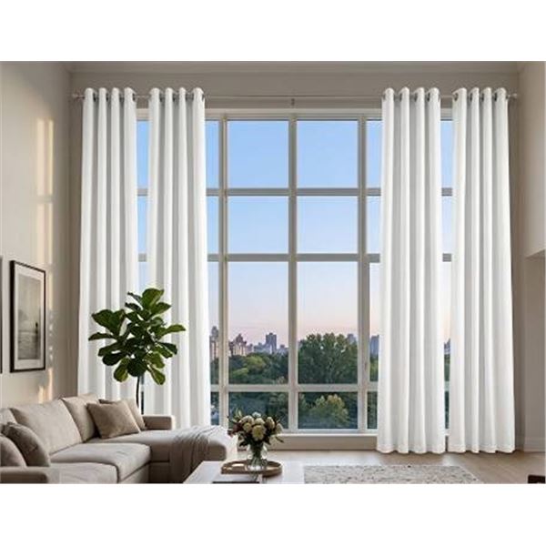 Lot of 4 White Curtain Panels with Grommets 96" TALL