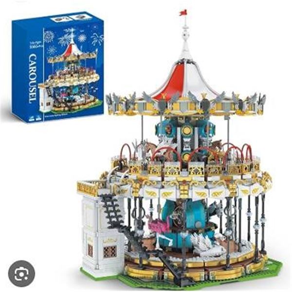 Mould King Kingland 1Carousel Building Set, Electric Motorized Merry-Go-Round Model, Amusement Park 