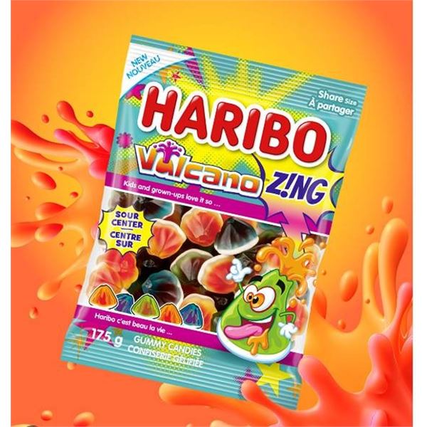 Haribo Vulcano Zing Candy, 12 x 175g Bags
