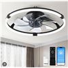 Image 1 : Linboro 20" Low Profile Ceiling Fans with Lights and Remote, Flush Mount Ceiling Fan with 6 Speeds Q