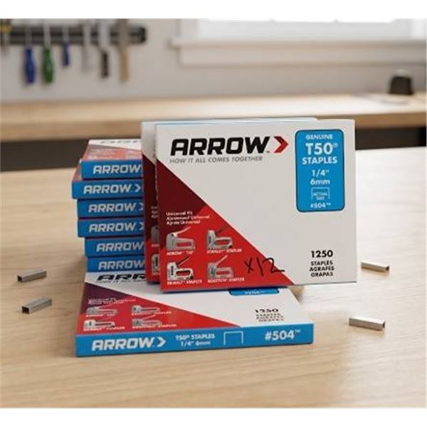 Arrow T50 Staples 1/4" 12x 1250 Count Boxs