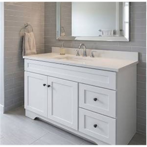 36" Mandeline White Vanity With Marble Top