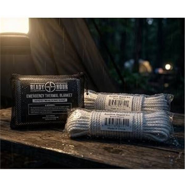 Ready Hour Emergency Blanket and Rope Set