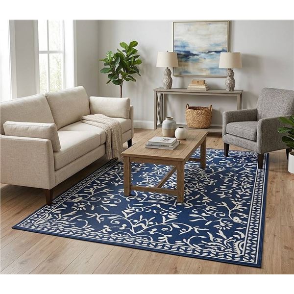LANART Sonoma Rug 5ft x 8ft Blue and White