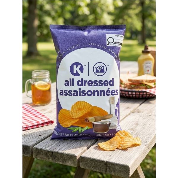 K All Dressed Potato Chips 8X180g Bags