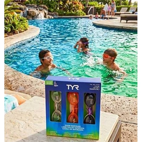 TYR Junior Swim Goggles 3-Pack, Ages 10+