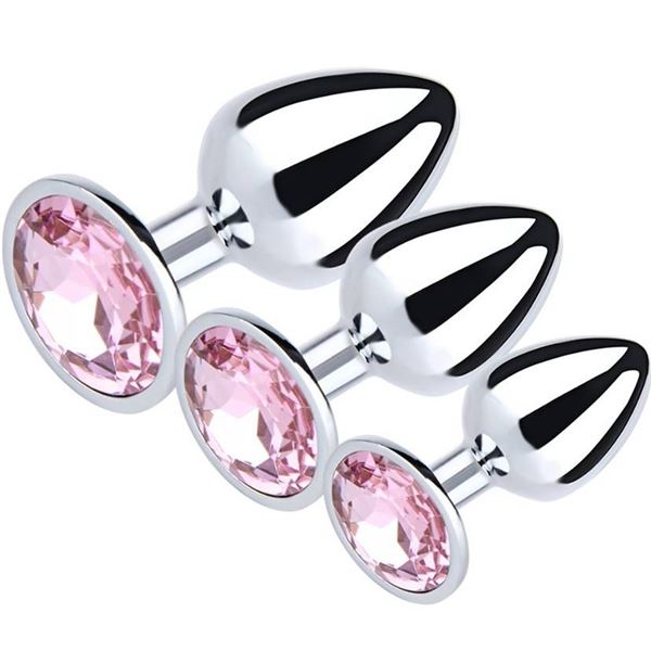 3pcs Different Size Anal Butt Plug Set Diamond Jeweled