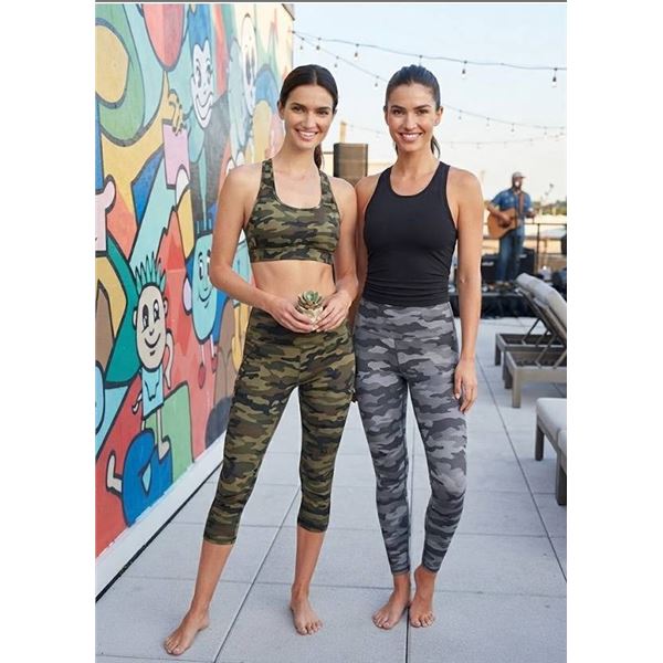 Rothco Women's Camo Activewear Set of Sports Bra And Matching Capris And Pair of Grey Camo Leggings 
