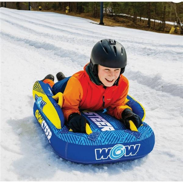 WOW Sports SnowSteer Winged 1-Person Snow Sled with Double-Webbing Foam Handles