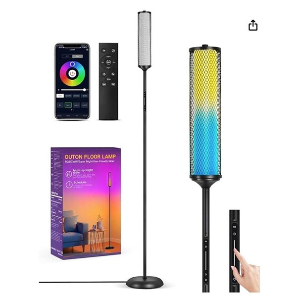 OUTON LED Floor Lamp with Remote & APP Control, Tall Standing Lamp, 16 Million Colors, 32 Scene Mode